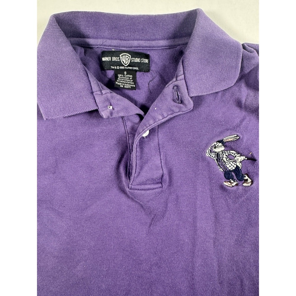 Vintage 1995 Warner Bros Bugs Bunny Golf Polo Shirt Purple Adult Small USA
